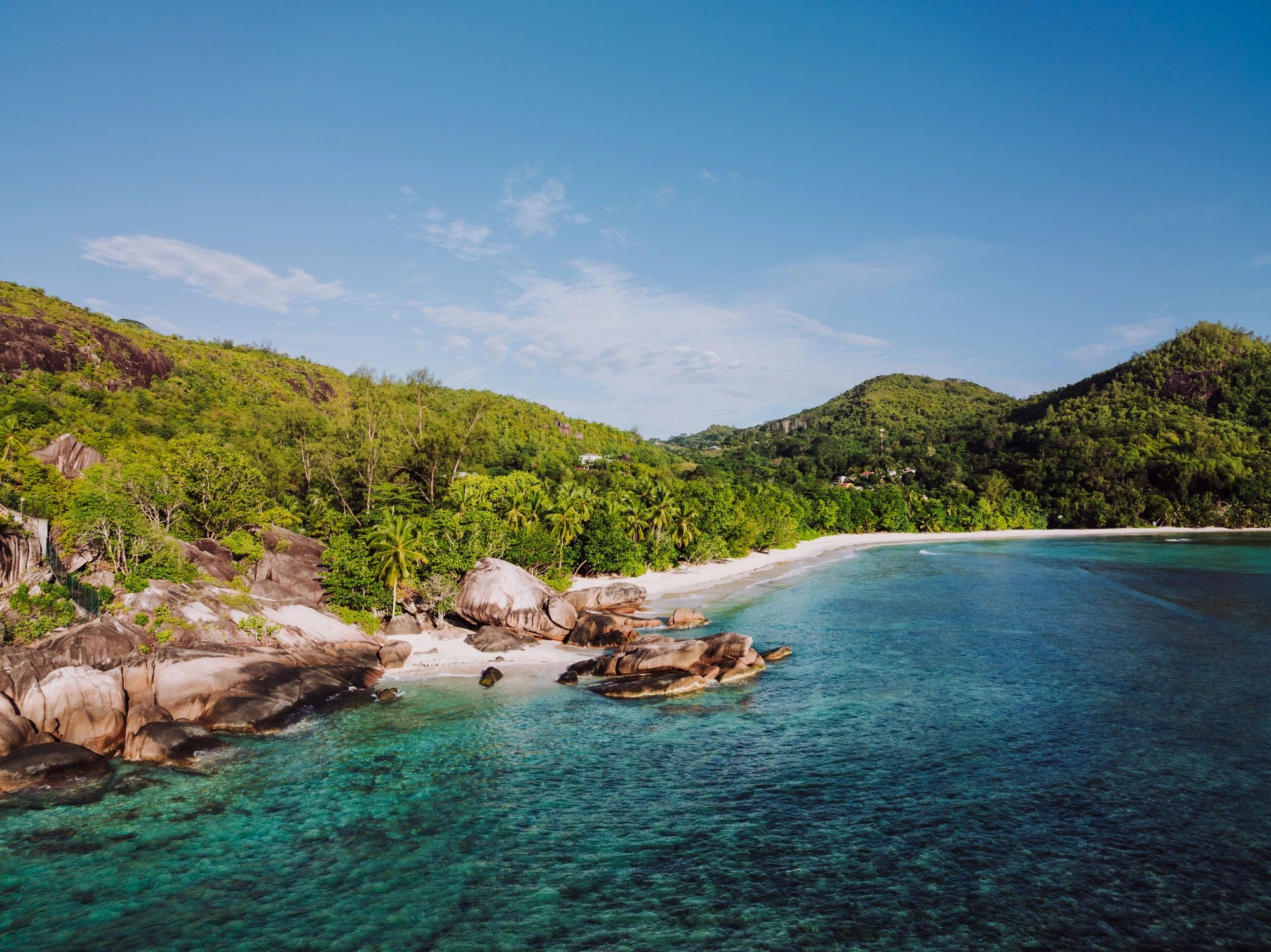 Turquoise water and tropical beach aerial view